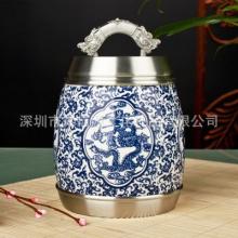 纯锡青花瓷茶罐
